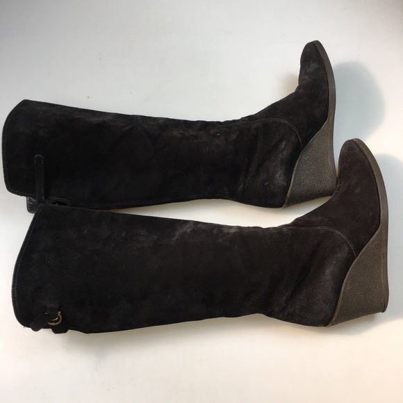 SALVATORE FERRAGAMO Suede Wedges Boots Size 8 1/2 - Picture 3 of 9